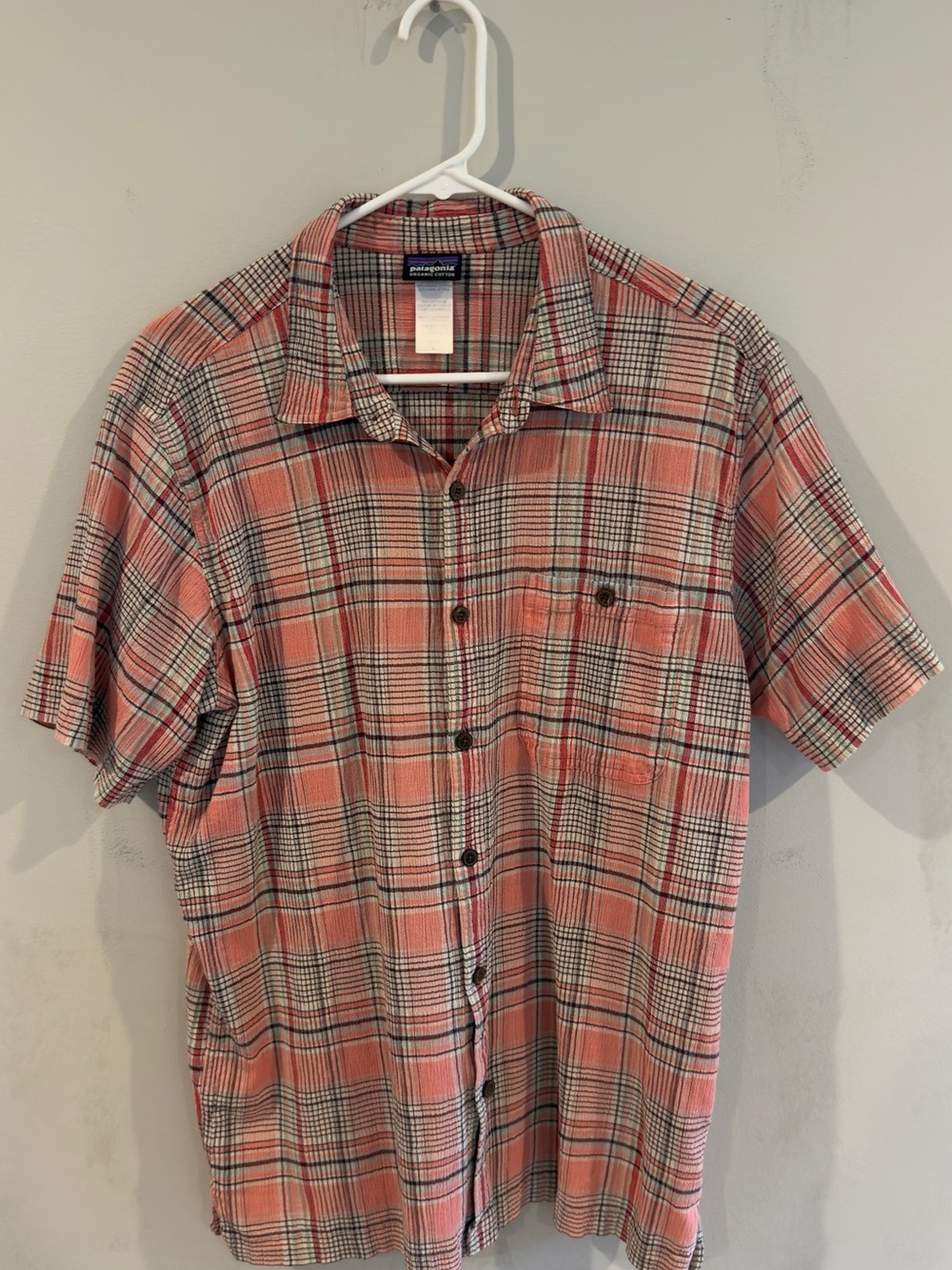 Patagonia Men's A/C Coral Plaid Short-Sleeve Button-Up Shirt